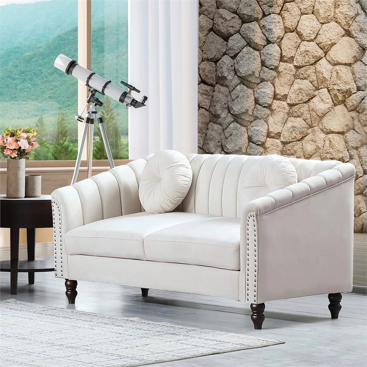 White 3 Pieces Microfiber Living Room Set S31072