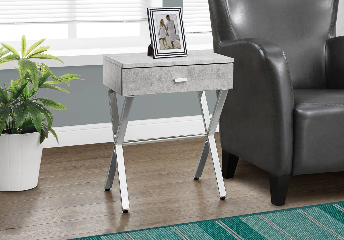 Gray and Silver Contemporary Rectangular Accent Table T40434