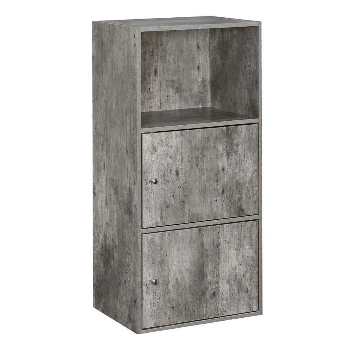2 Door Gray Faux Birch Wood Cabinet R5259