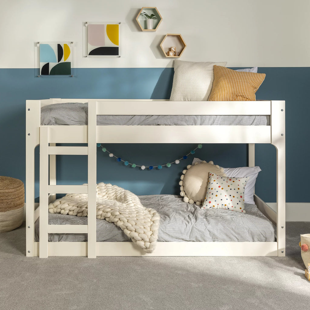 Modern Twin Over Twin Bunk Bed, White M41504
