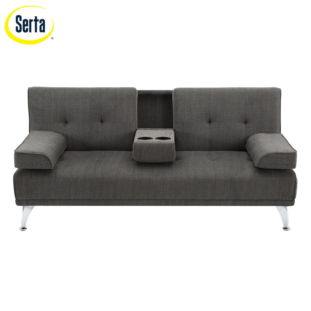 Charcoal Gray Fabric Indoor Sectional Sofa with Chaise W4710