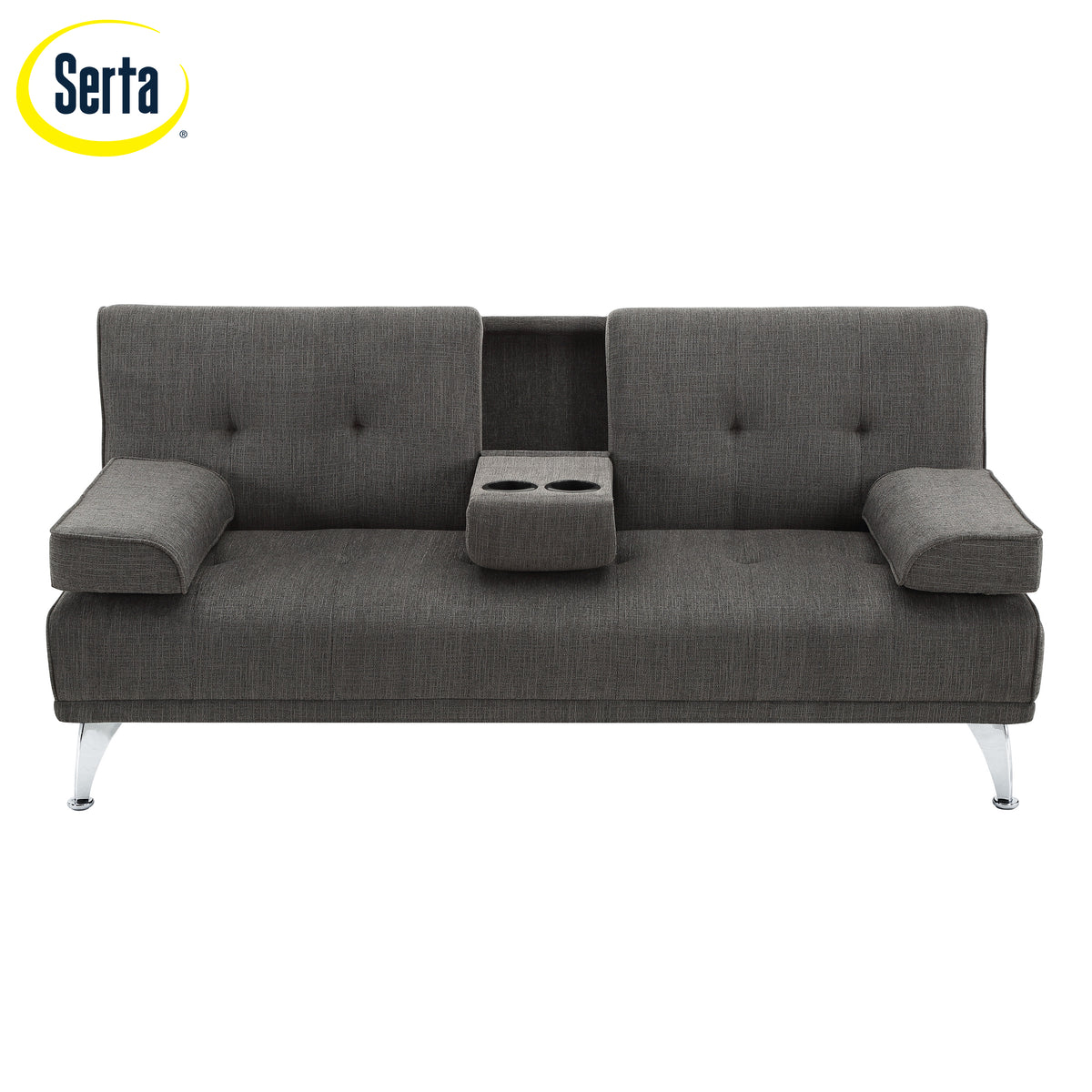 Charcoal Gray Fabric Indoor Sectional Sofa with Chaise W4710