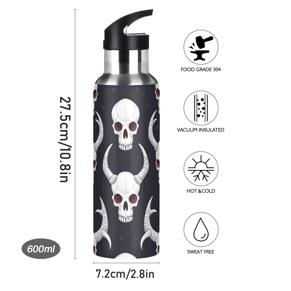 Insulated Stainless Steel Water Bottle with Straw Lid, 20 oz B1128