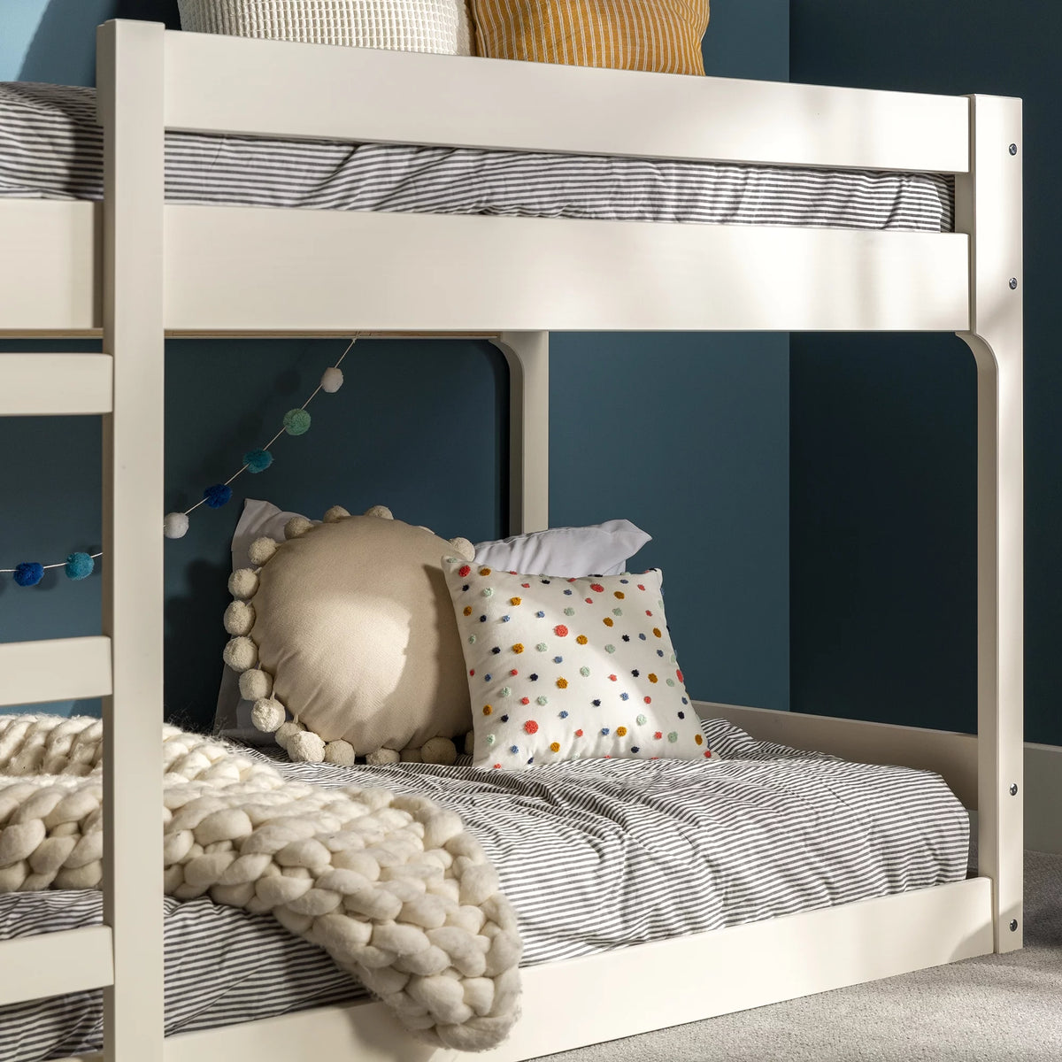 Modern Twin Over Twin Bunk Bed, White M41504