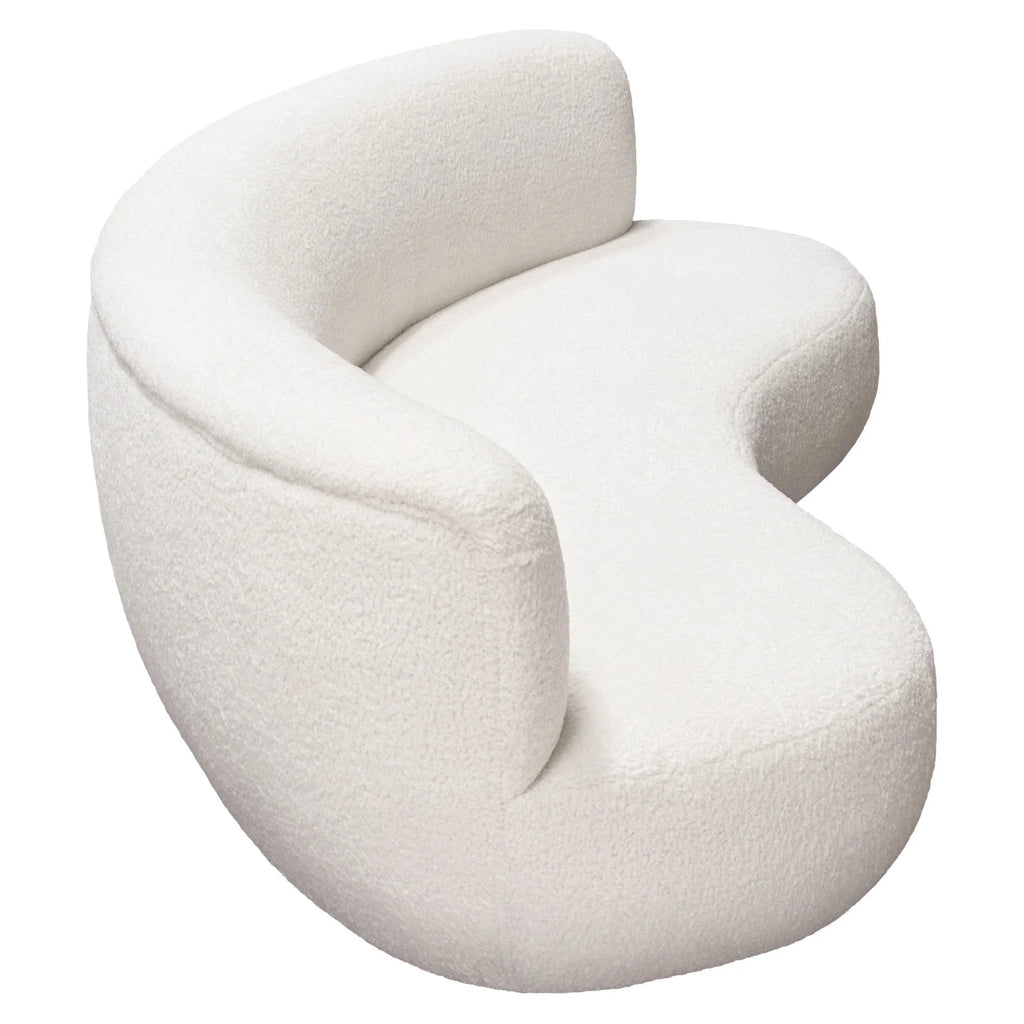 White Faux Sheepskin Curved Sofa V6064