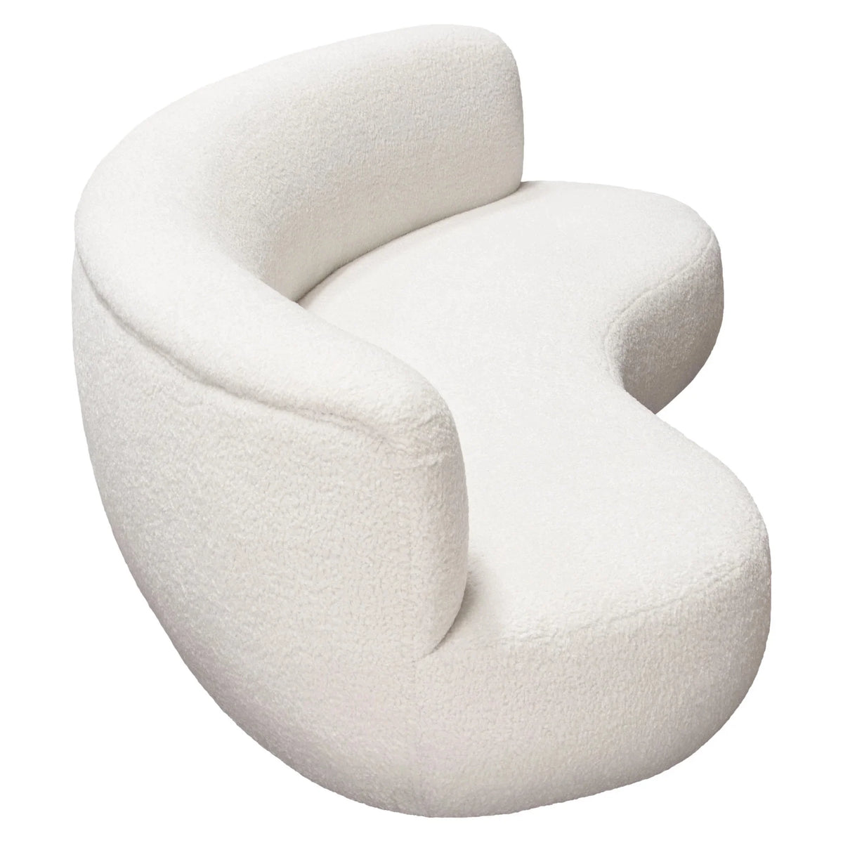 White Faux Sheepskin Curved Sofa V6064