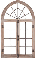 Distressed Gray Arched Cathedral Window Frame Wall Décor L880