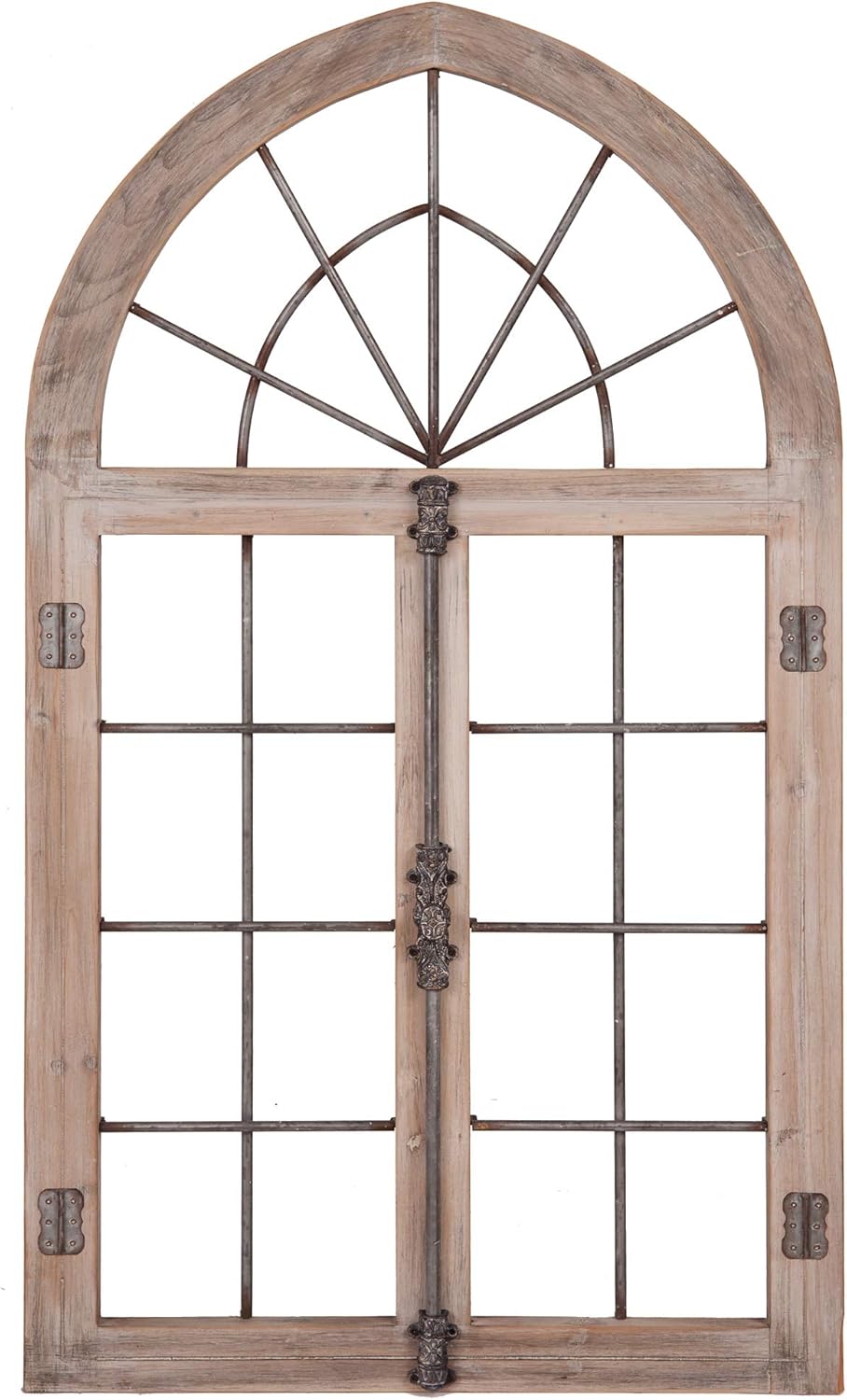 Distressed Gray Arched Cathedral Window Frame Wall Décor L880