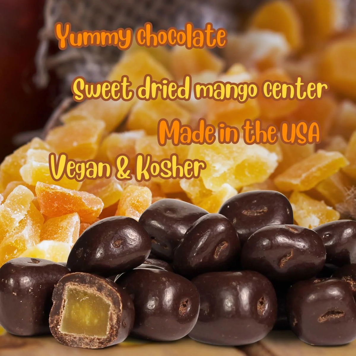 Dark Chocolate Covered Dried Mango 60 OZ Vegan Non-Dairy Kosher Z59042