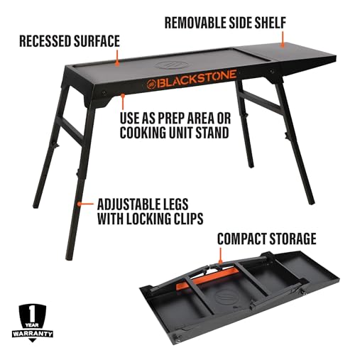 Collapsible Tabletop Griddle Stand with Adjustable Legs and Side Shelf B402286