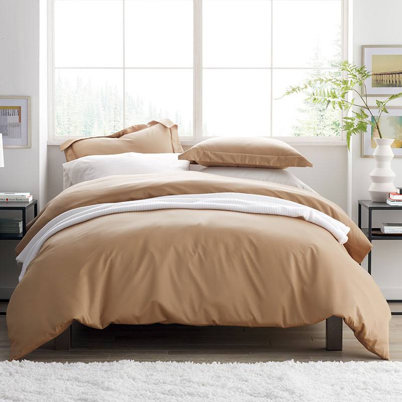 Supima Cotton Sateen Fitted Sheet, Alabaster Beige, California King B4681