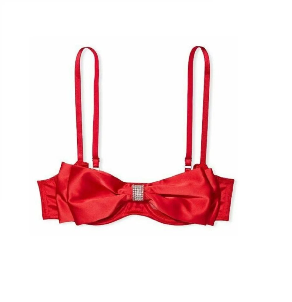 Red Sheer Mesh Balconette Bra 34DDD X858