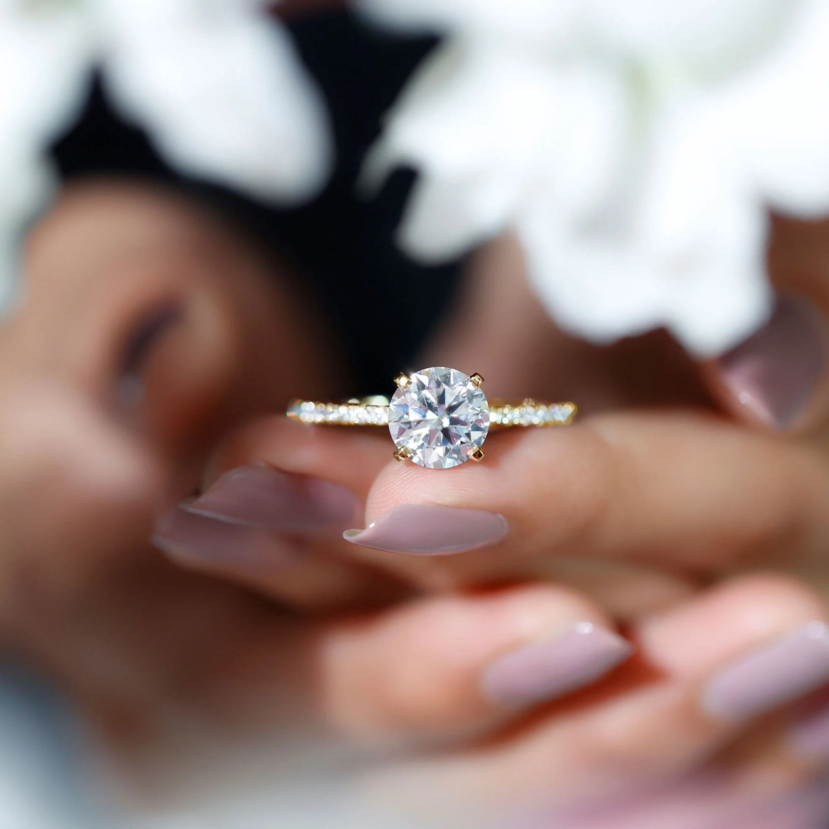 14K Yellow Gold Moissanite Solitaire Engagement Ring O317327