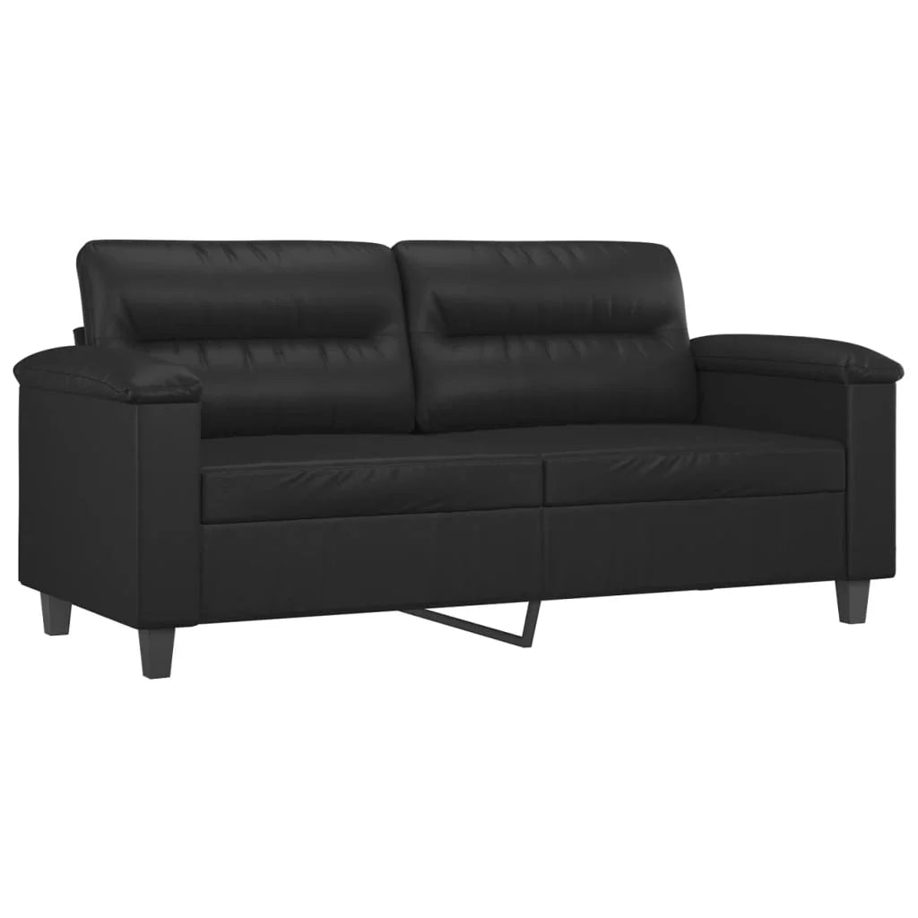 Black Faux Leather 2-Seater Sofa U178