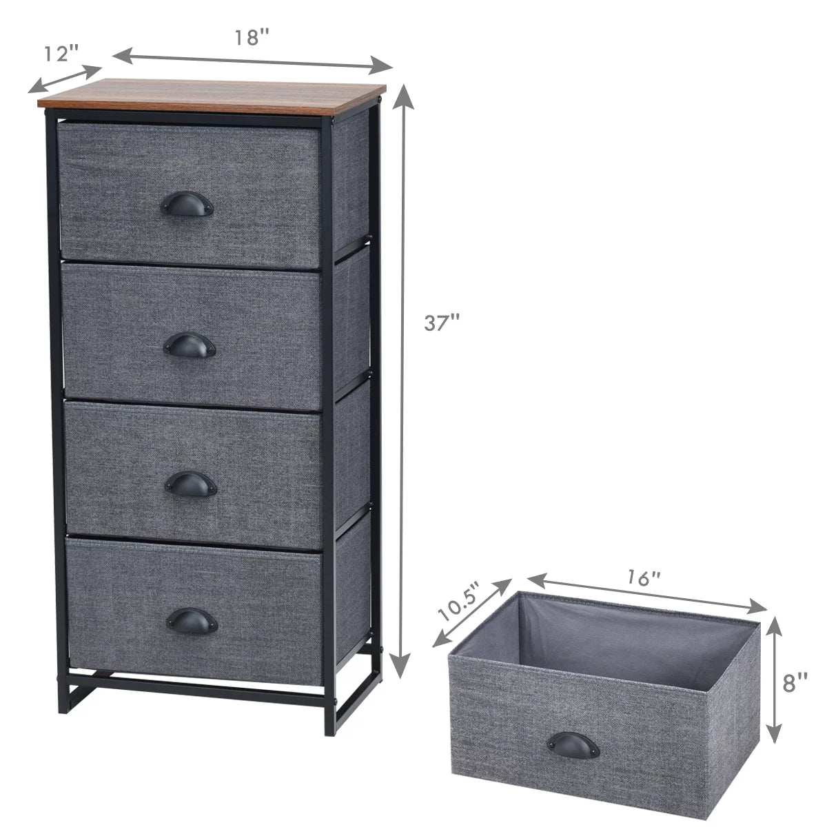 Black 4 Drawer Dresser D833889