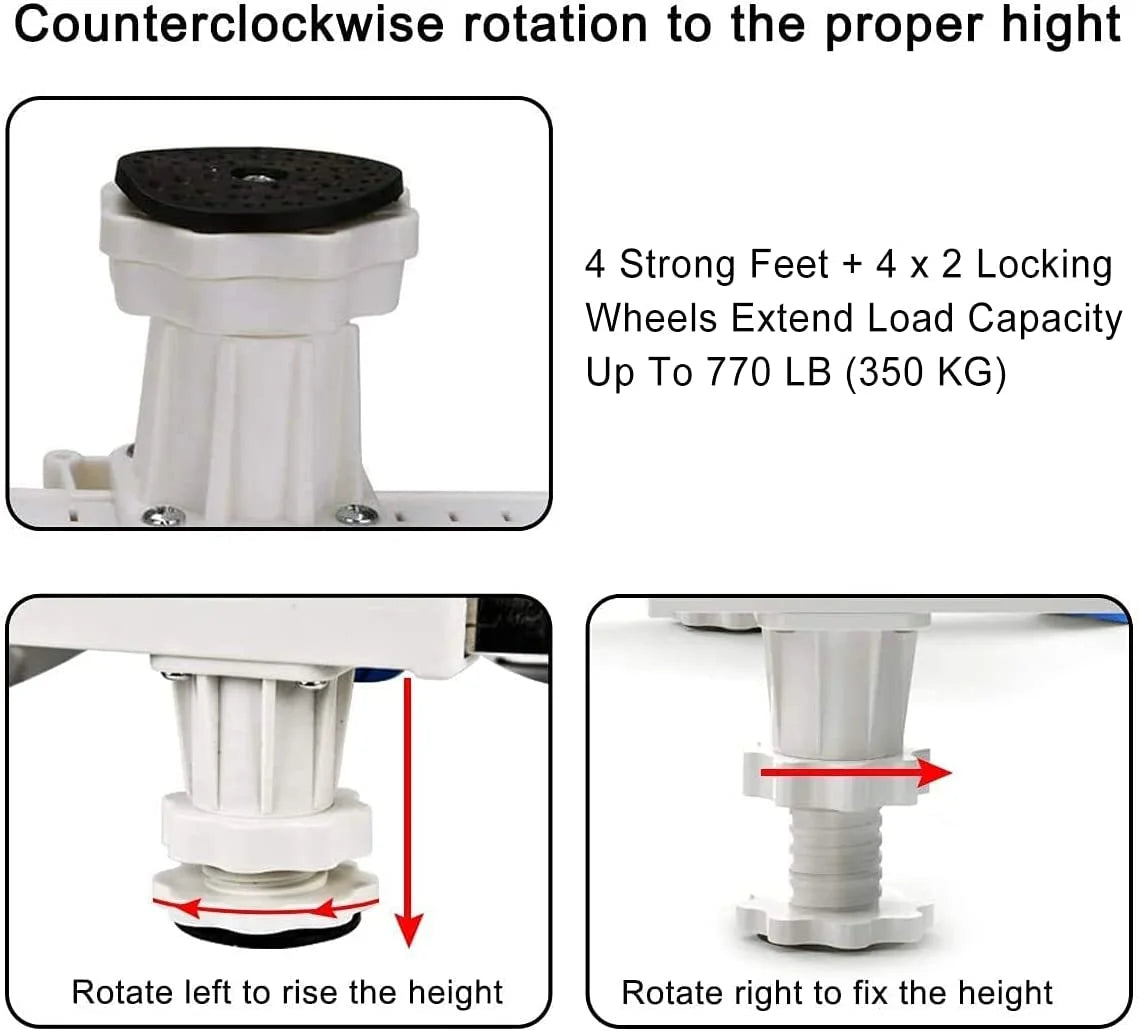 Adjustable Washing Machine Base with 4 Roller Wheels & 4 Feet R37133
