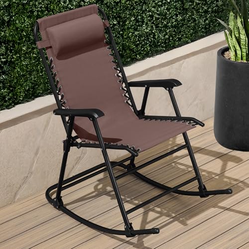Folding Rocking Chair with Headrest Pillow Z7168