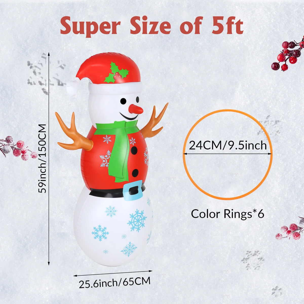 5 FT Inflatable Punching Bag with 6 Toss Rings H31393