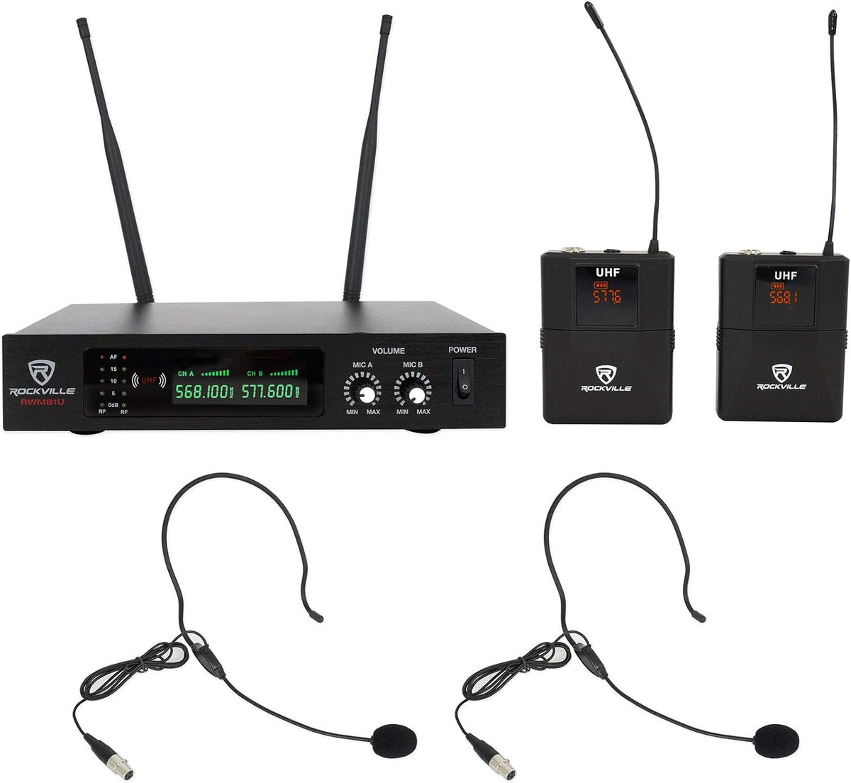Quad Wireless UHF Handheld/Headset Microphone System 20 Channel P1684