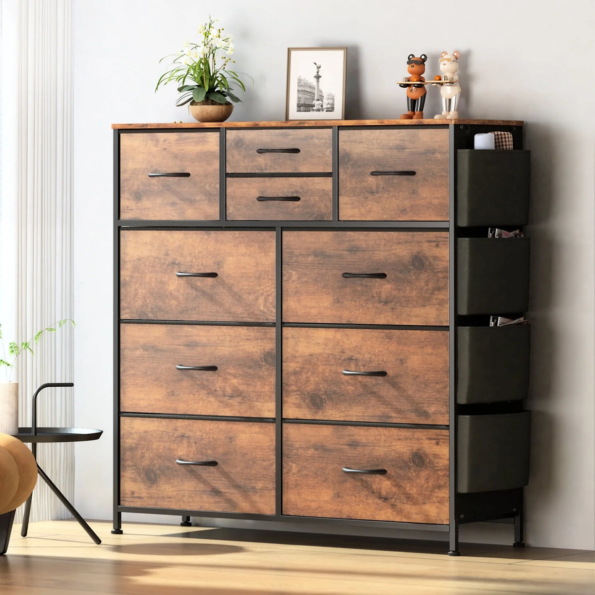 Brown 10 Drawer Fabric Dresser I914107