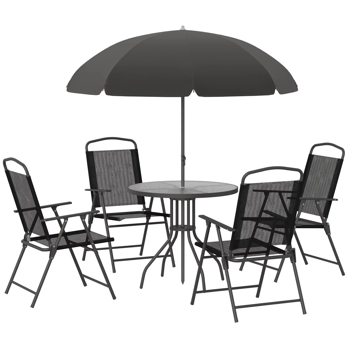 6 Piece Fabric Patio Dining Set with Umbrella Y4198