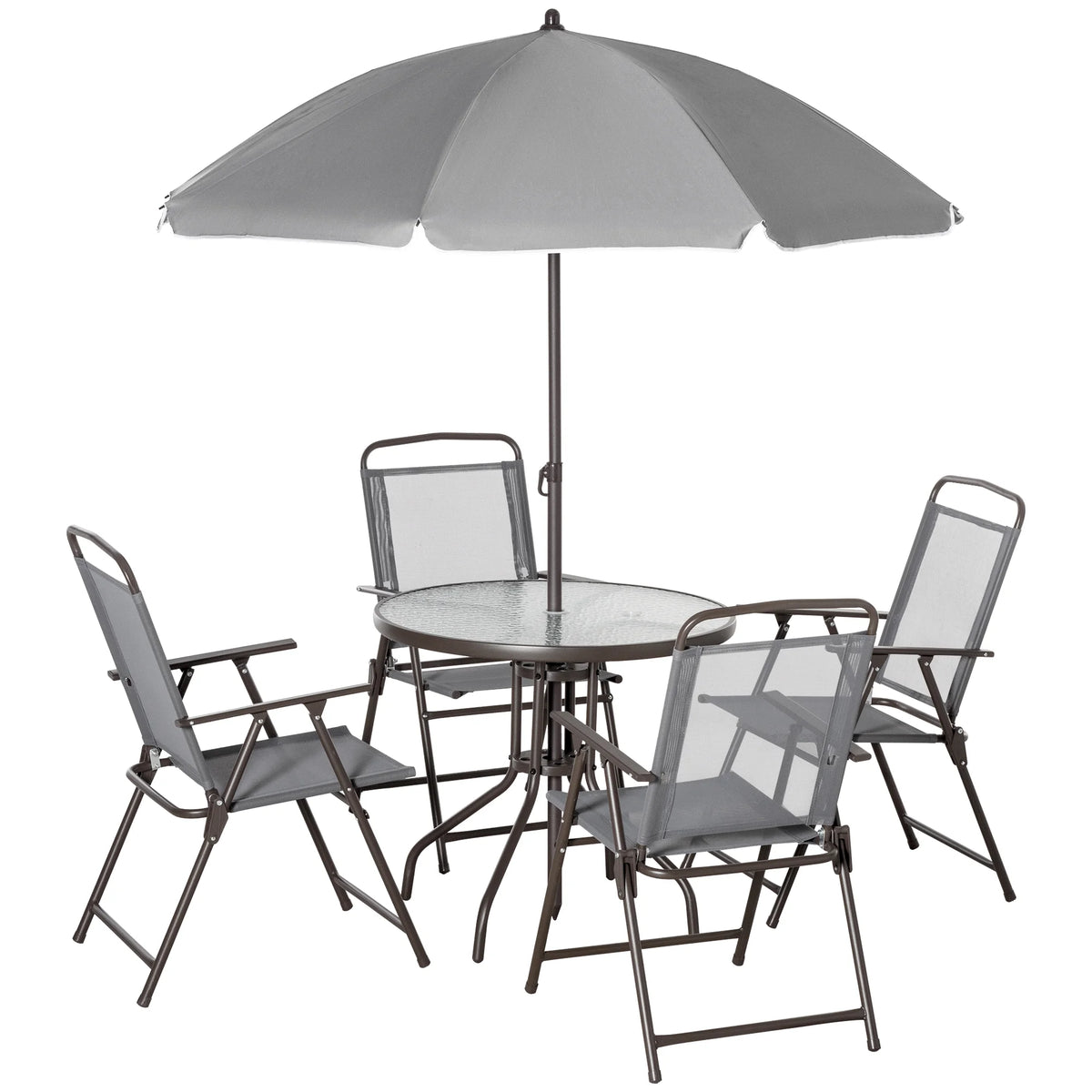 6 Piece Fabric Patio Dining Set with Umbrella Y4198