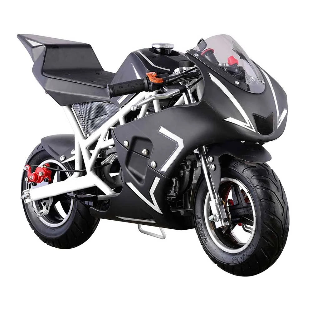 White Black 40cc Pocket Bike W6687