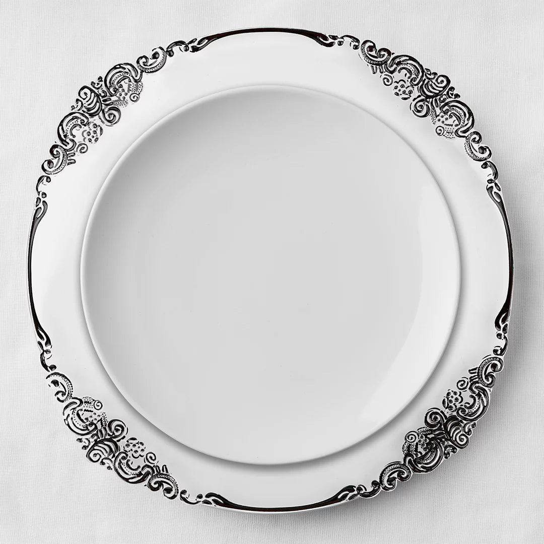 Clear Acrylic Charger Plates with Black Rim Set of 4 O331