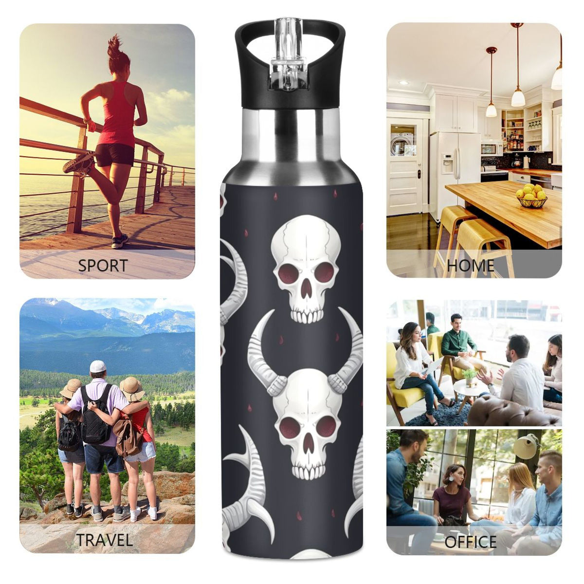 Insulated Stainless Steel Water Bottle with Straw Lid, 20 oz B1128