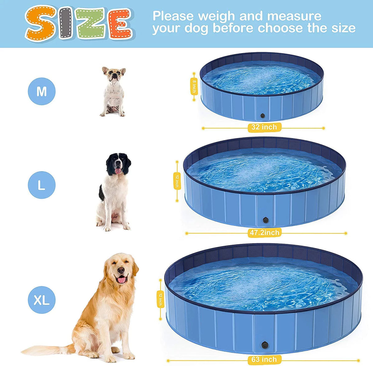 Blue 48 x 12 inch Collapsible Pet Pool O85780