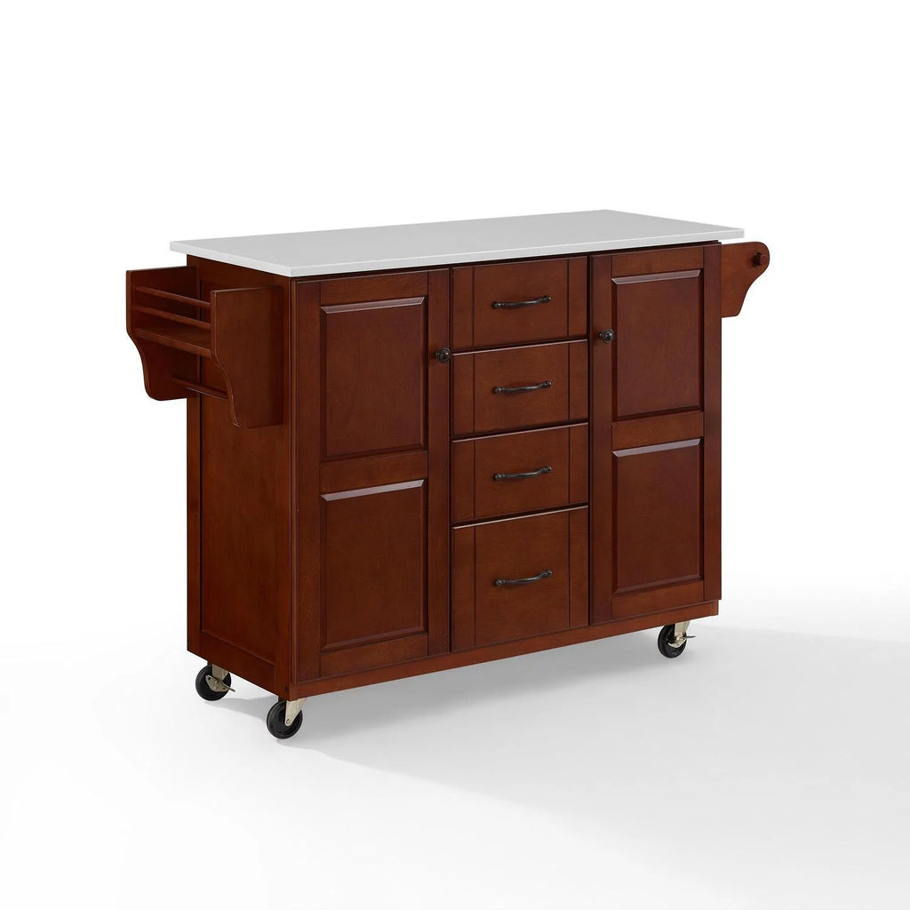 White Granite Top Kitchen Cart N7225