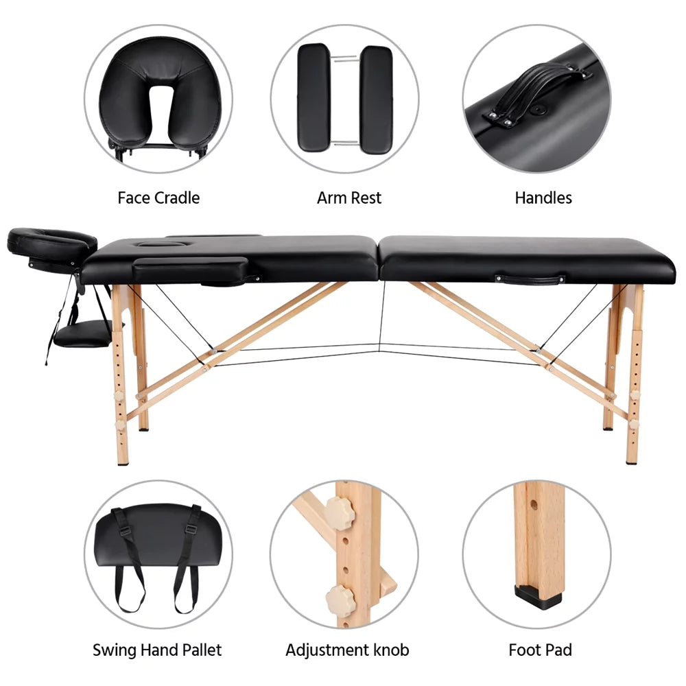 Folding Adjustable Massage Table Black Y554