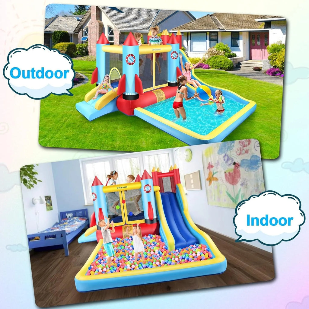 4-in-1 Children's Inflatable Bounce House with Pool and Slide A949015