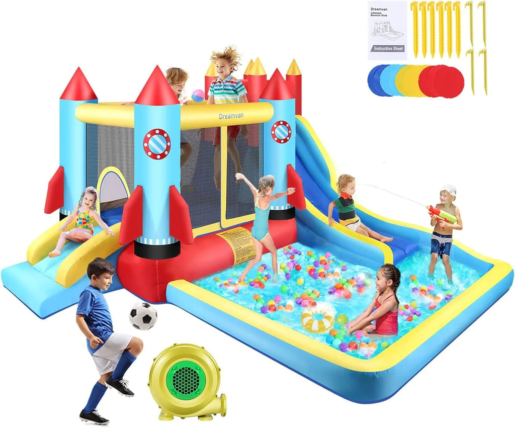 4-in-1 Children's Inflatable Bounce House with Pool and Slide A949015
