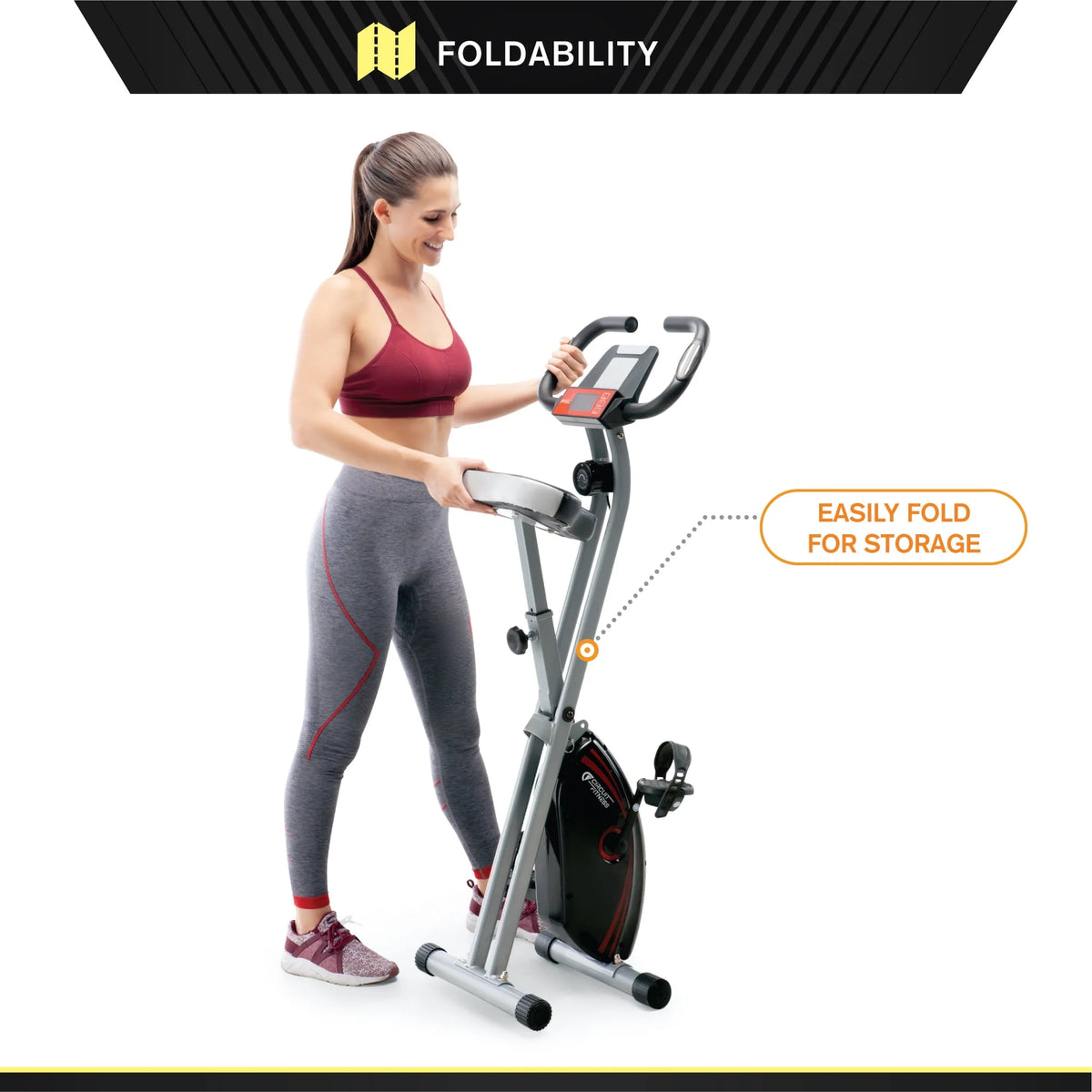Folding Upright Exercise Bike with Adjustable Resistance B2896
